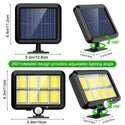 Lampa Solara 100W, 100 LED COB, IP65, Senzor de Miscare