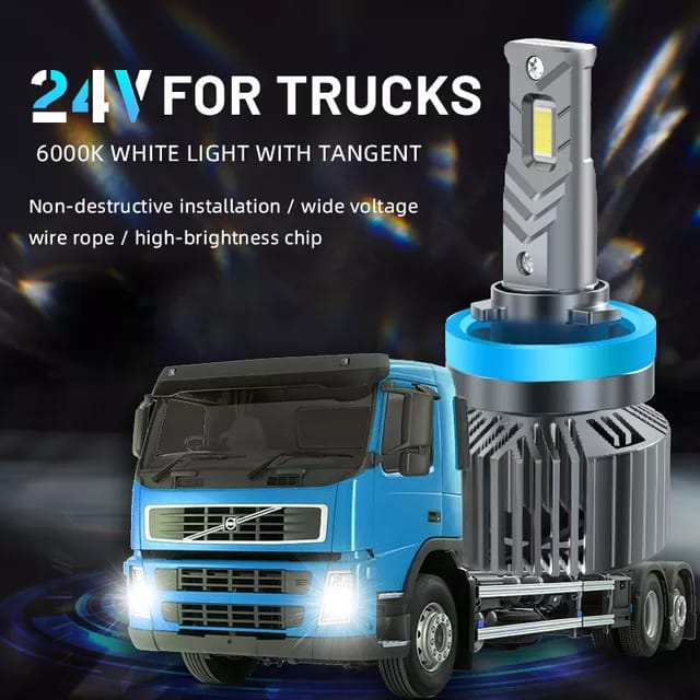 Set 2 Becuri H1, H7, H11, LED, 45W, 6000K, 8000 Lumeni, 24V Camion Imagine secundară a produsului