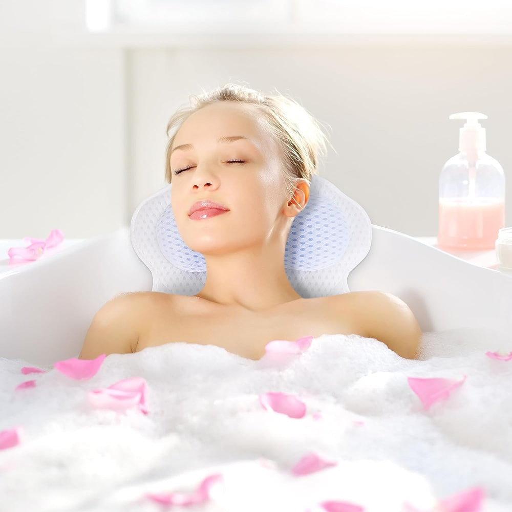 Perna pentru cada cu suport ergonomic pentru cap, material textil moale, alb - PromotiiZilnice