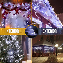 Set 3 Instalații Franjuri LED 3 x 12 m (36 m), Alb Rece, Alb Cald, Albastru, Multicolor - PromotiiZilnice