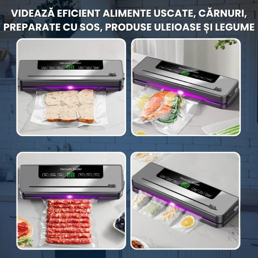 Aparat Profesional pentru Vidat si Sigilat Alimente, 10 Pungi Incluse PromotiiZilnice