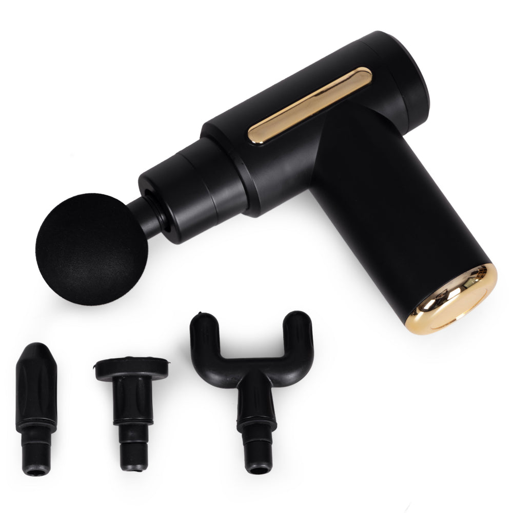 Aparat de masaj corporal, 4 capete interschimbabile, 6 trepte de intensitate, design compact, negru - PromotiiZilnice