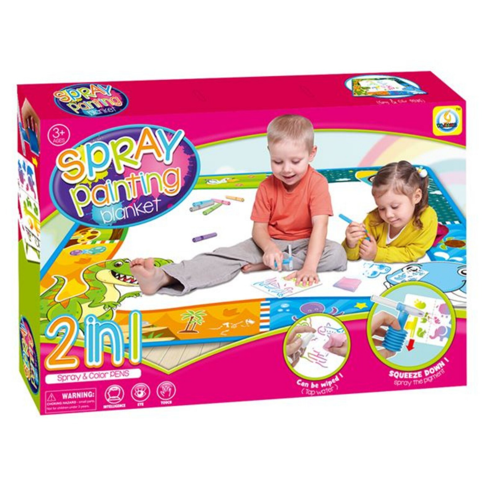 Covoras creativ pentru copii – desen cu apa, inclus carioci si spray, 80x80 cm - PromotiiZilnice