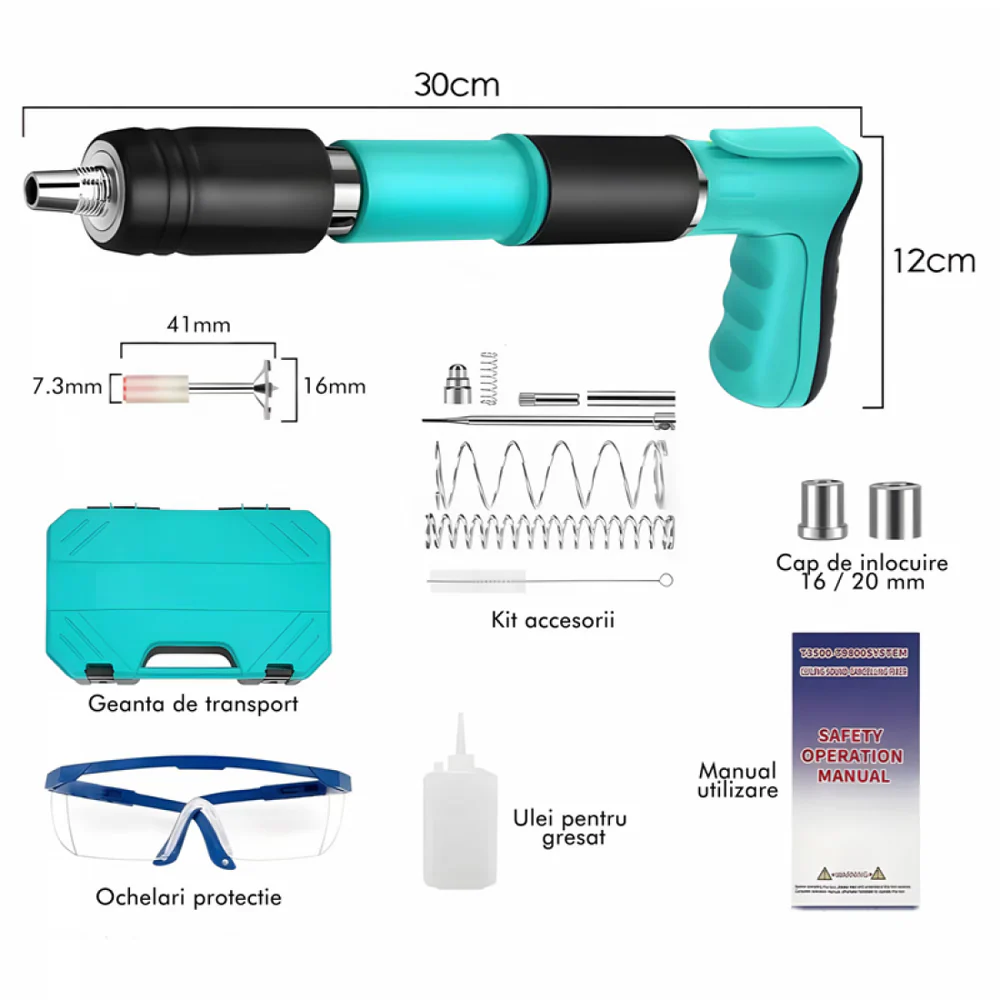 Kit pistol manual pentru fixare nituri/ cuie, Accesorii + 50 Cuie PromotiiZilnice