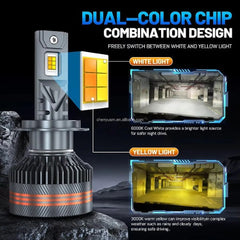 Set 2 Becuri H1, H7, H11, LED, Telecomanda, 200W, 20000LM, Control Lumină, Rezistente la Apă - PromotiiZilnice