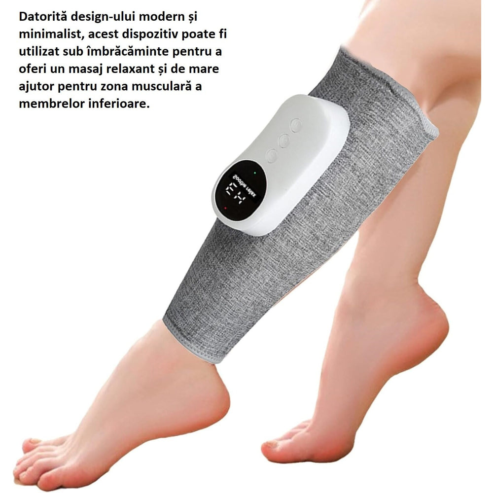Aparat de masaj pentru picioare, incalzitor cu presiune a aerului, 3 moduri, Gri PromotiiZilnice