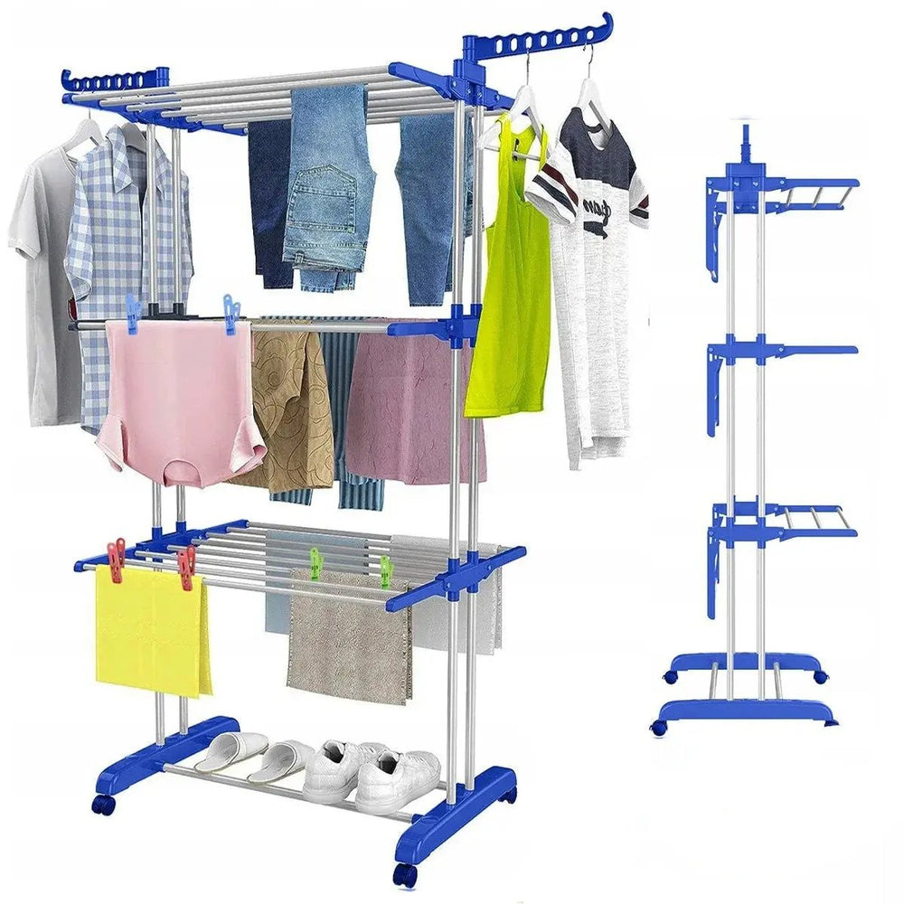 Uscator vertical rufe pliabil cu roti si suport umerase PromotiiZilnice