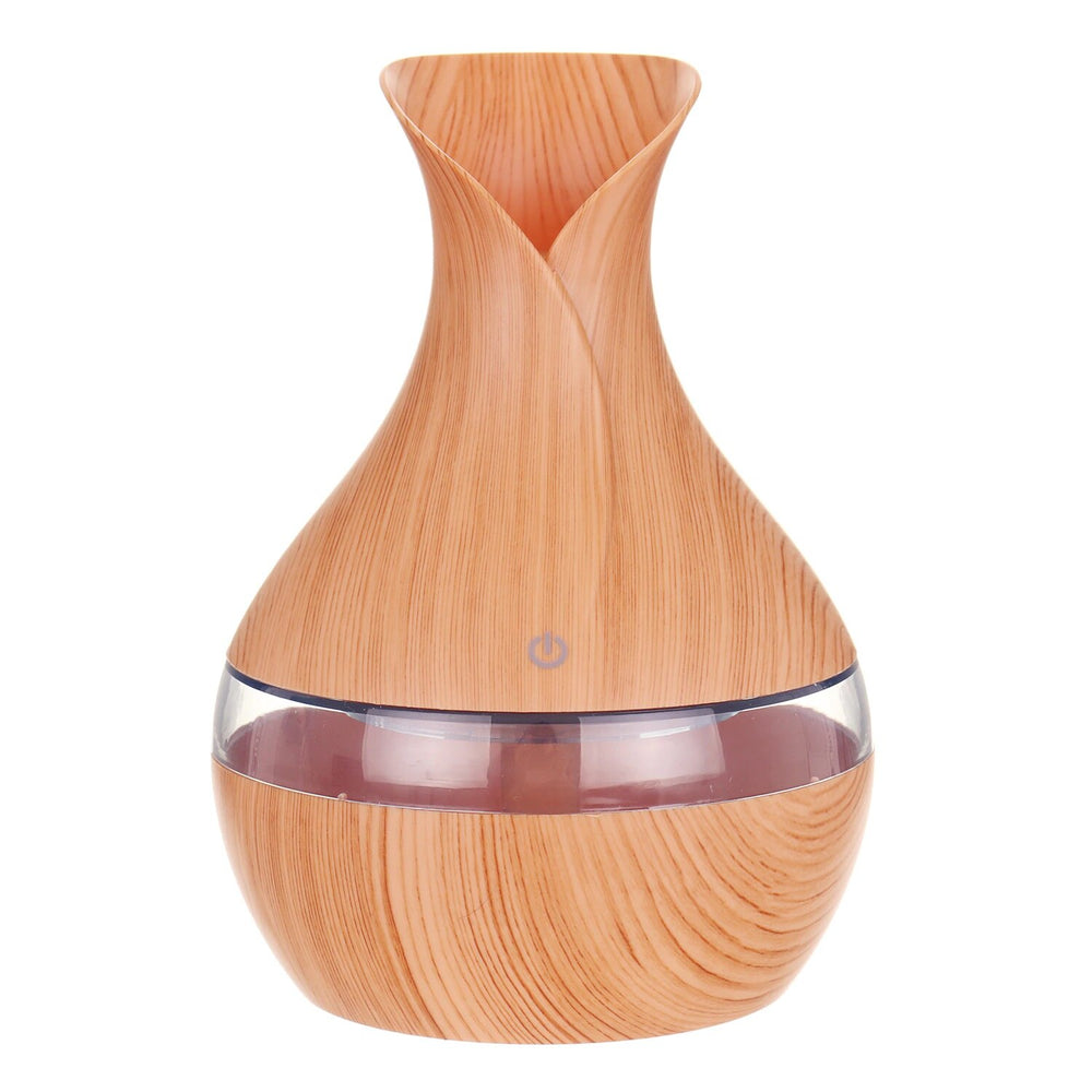 Set 2 Bucati – Umidificator Ultrasunete cu LED, Eliberare Parfum si Purificator Aer, Lemn + 12 sticlute ulei aromaterapie PromotiiZilnice