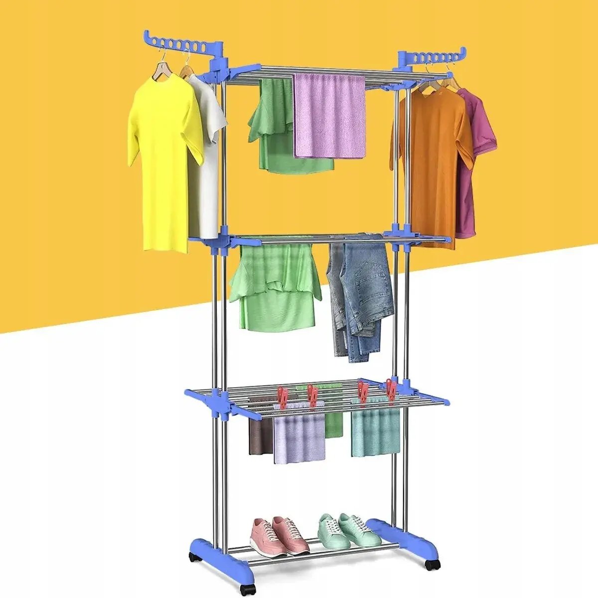 Uscator vertical rufe pliabil cu roti si suport umerase PromotiiZilnice