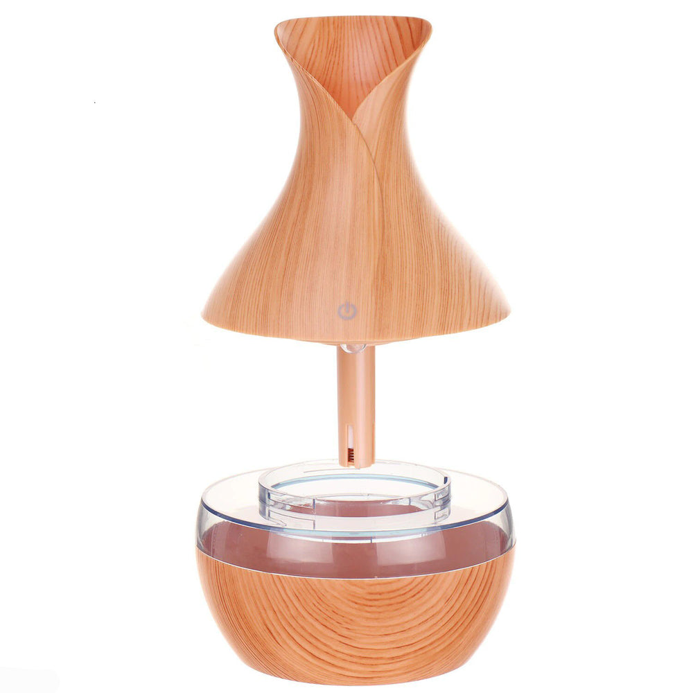 Set 2 Bucati – Umidificator Ultrasunete cu LED, Eliberare Parfum si Purificator Aer, Lemn + 12 sticlute ulei aromaterapie PromotiiZilnice