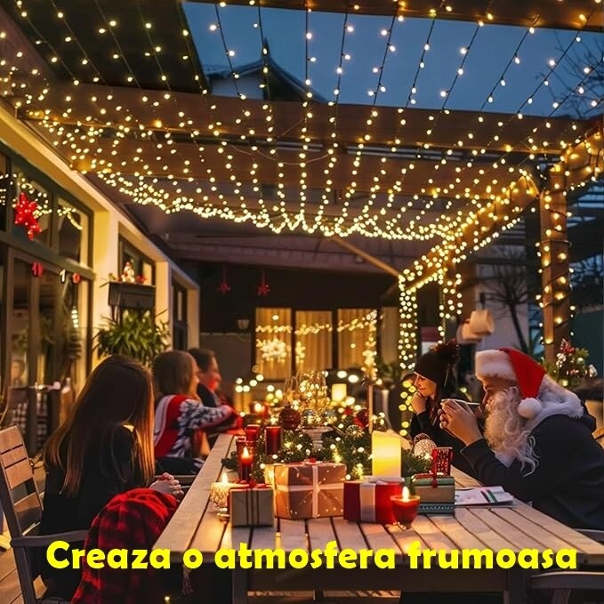 Instalatie De Craciun, 100 m, 480 LED -uri, Jocuri de Lumini, Pentru Exterior/Interior - PromotiiZilnice