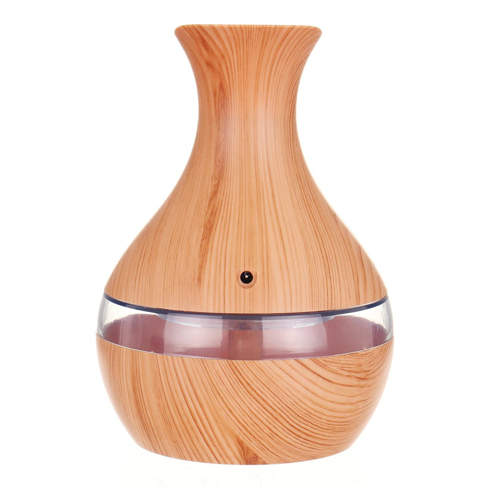 Set 2 Bucati – Umidificator Ultrasunete cu LED, Eliberare Parfum si Purificator Aer, Lemn + 12 sticlute ulei aromaterapie PromotiiZilnice