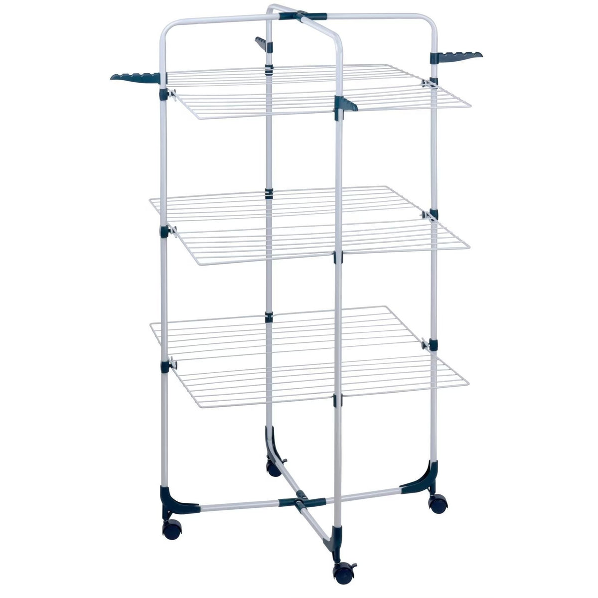 Uscator rufe 3 nivele, pliabil, suport umerase, capacitate 30 kg, Inox - PromotiiZilnice