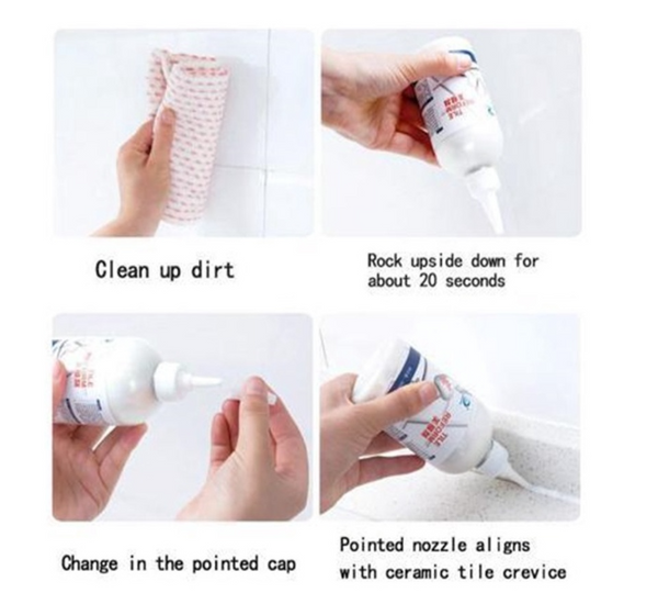Set 2 x Umplutura Impermeabila pentru Rosturi de Gresie si Faianta, Etansare Rapida si Durabila, Alb, 150 ml/sticla - PromotiiZilnice