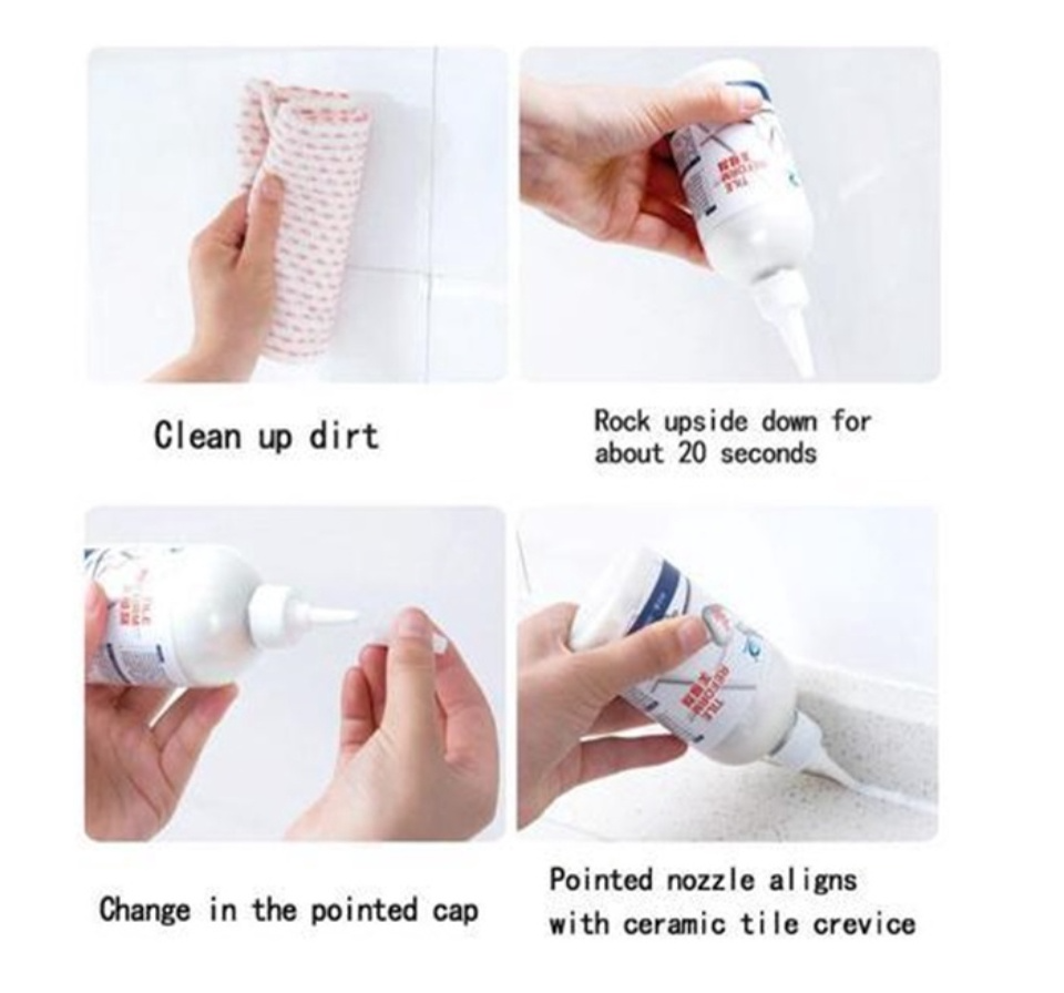 Set 2 x Umplutura Impermeabila pentru Rosturi de Gresie si Faianta, Etansare Rapida si Durabila, Alb, 150 ml/sticla - PromotiiZilnice