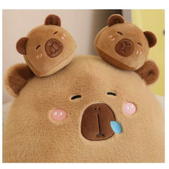 Capibara de Plus cu 6 Pui, Maro, 50 cm,Set Jucării Pufoase - PromotiiZilnice