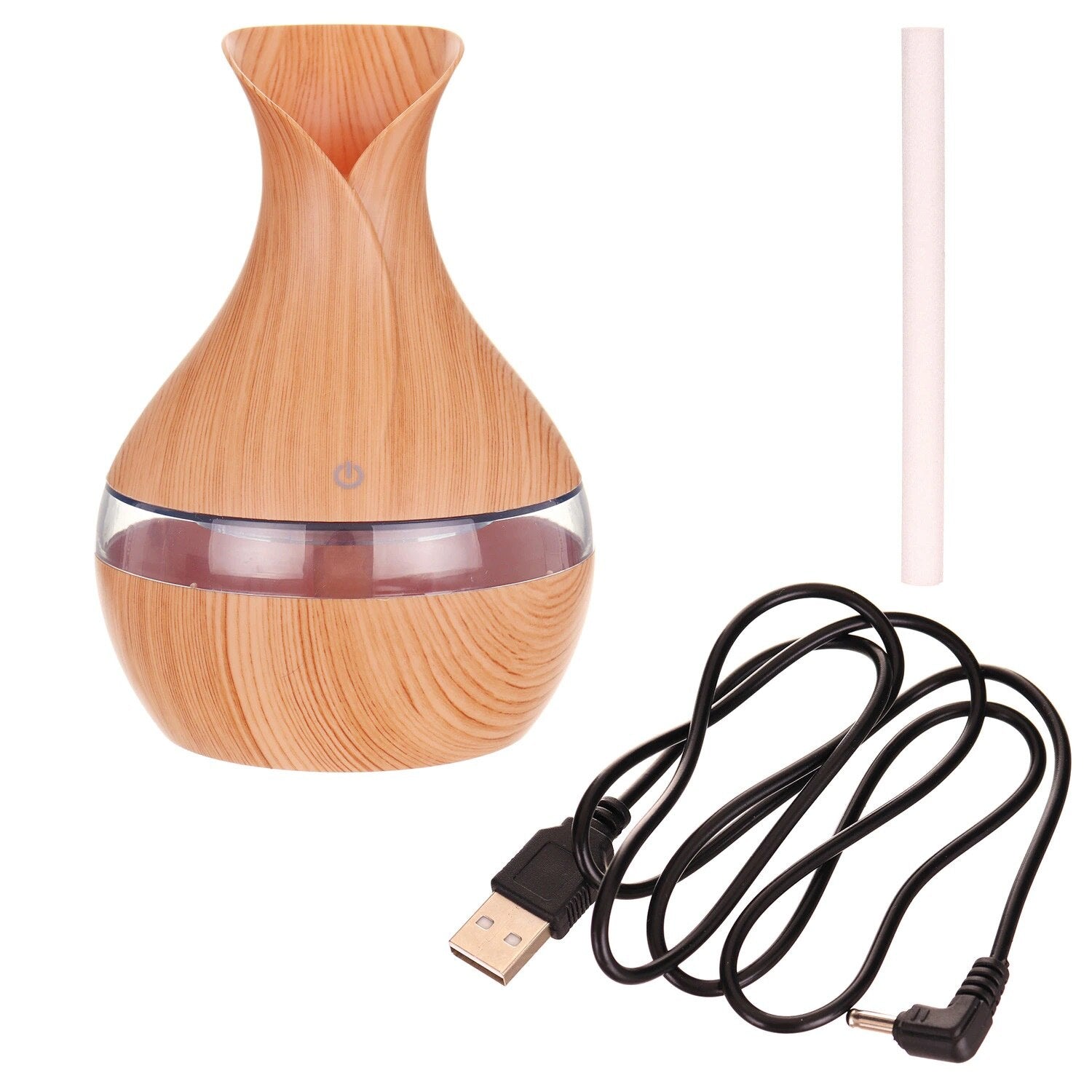 Set 2 Bucati – Umidificator Ultrasunete cu LED, Eliberare Parfum si Purificator Aer, Lemn + 12 sticlute ulei aromaterapie PromotiiZilnice