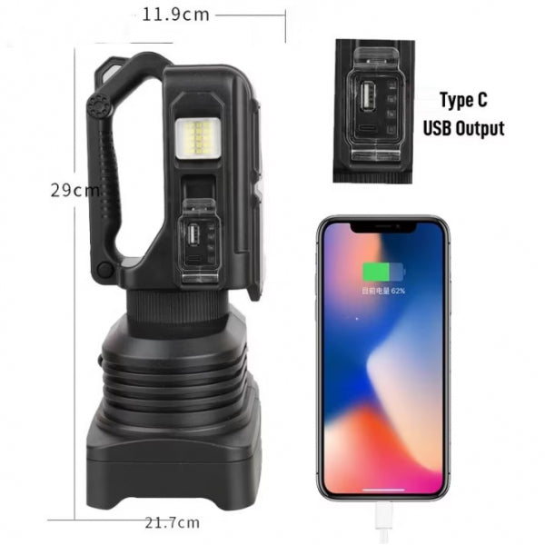 Lanterna proiector led, multifunctionala, reincarcabila, cu power bank, Q-LED5123, culoare negru PromotiiZilnice