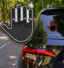 1+1 CADOU Semn LED Auto cu Telecomanda, Design Mana, 4 Moduri, Efect Vizual Stralucitor, Negru/Galben PromotiiZilnice