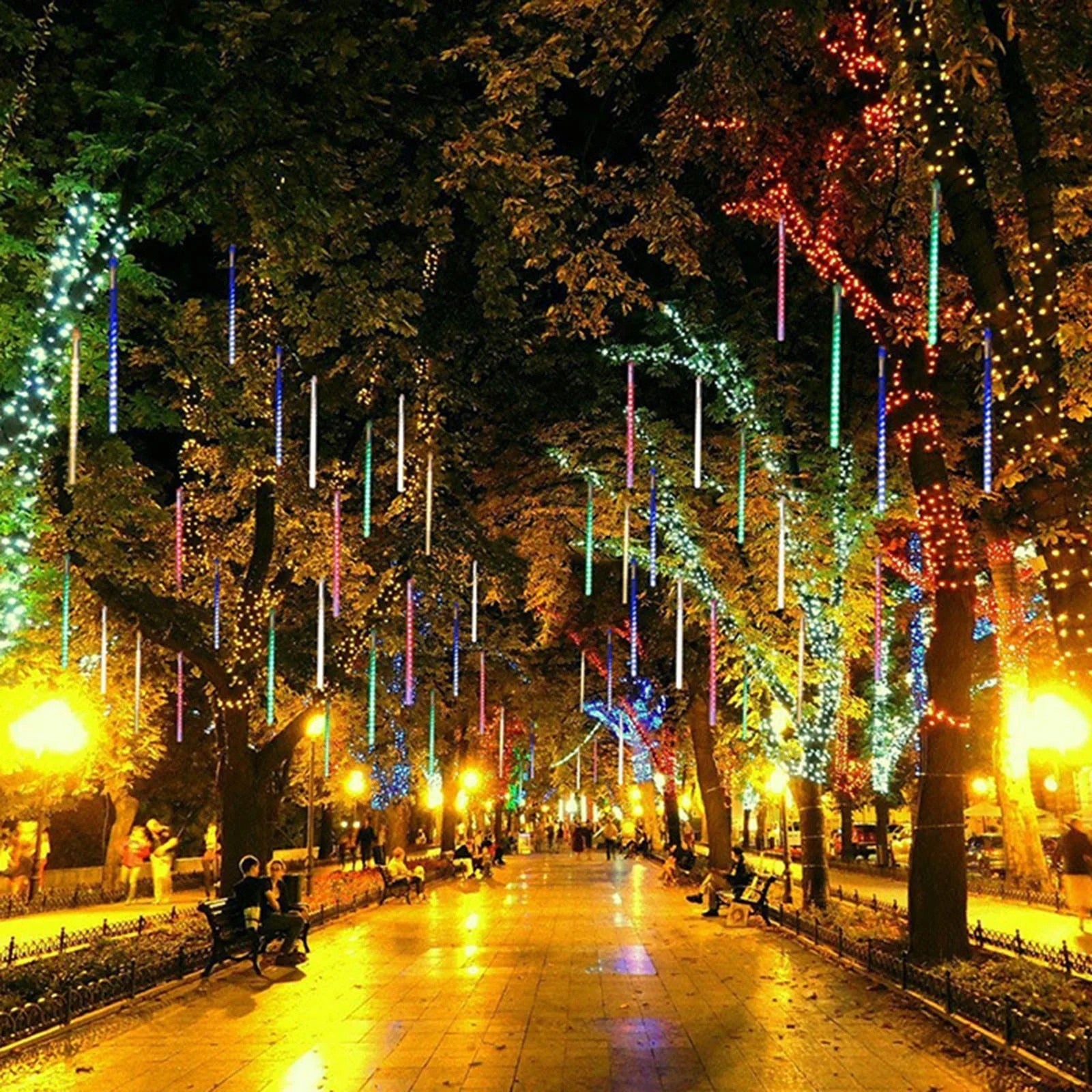 Instalatie Craciun Turturi LED cu Efect Meteor Shower, 288 LED-uri, IP44, Exterior-Interior - PromotiiZilnice