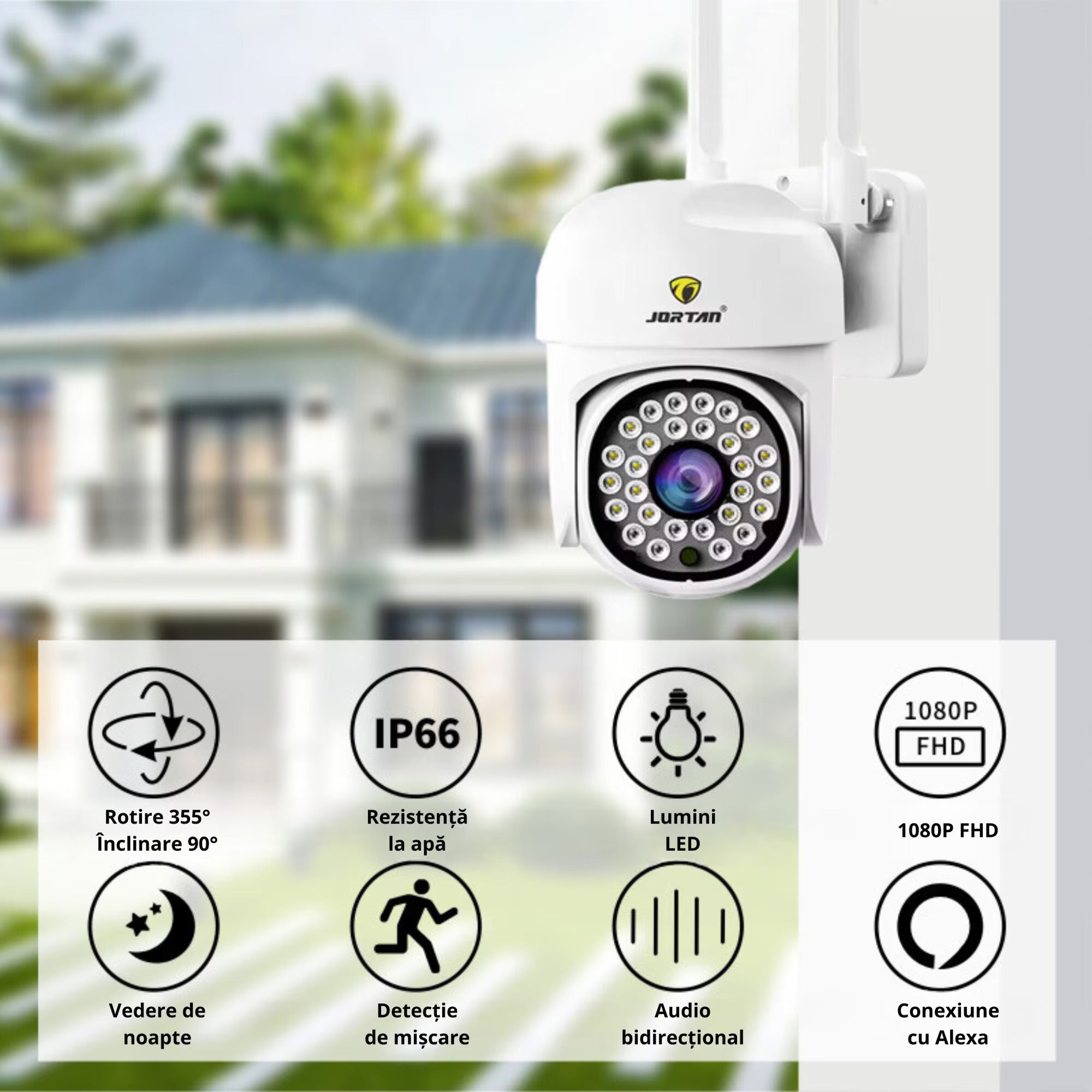 Set Complet Supraveghere: 2 Camere IP 360° WiFi Jortan + 2 Carduri 32GB PromotiiZilnice