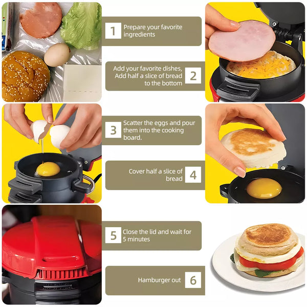 Aparat de facut burgeri sau sandwich-uri RAF 600W, Rosu - PromotiiZilnice