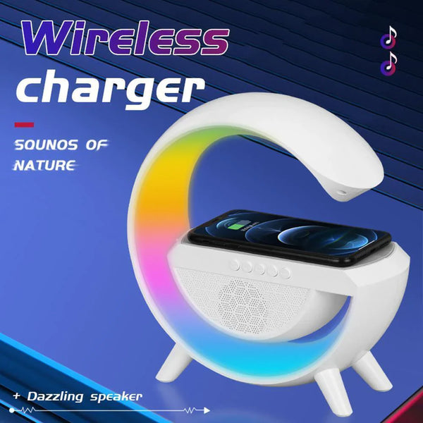 Statie incarcare wireless 3 in 1 cu lampa RGB si boxa bluetooth PromotiiZilnice