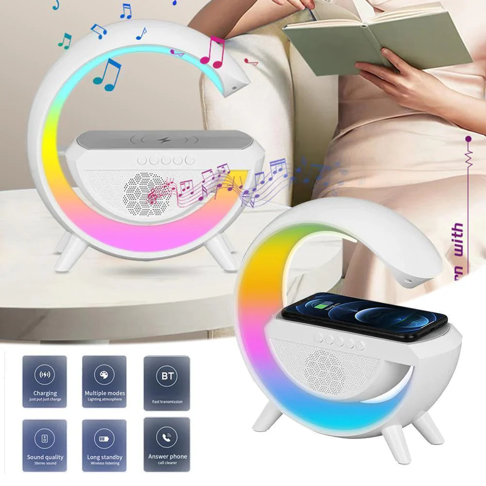Statie incarcare wireless 3 in 1 cu lampa RGB si boxa bluetooth PromotiiZilnice