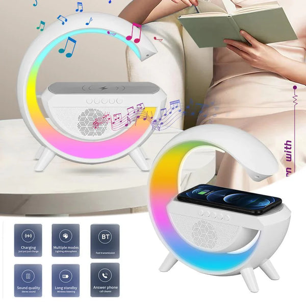 Statie incarcare wireless 3 in 1 cu lampa RGB si boxa bluetooth PromotiiZilnice