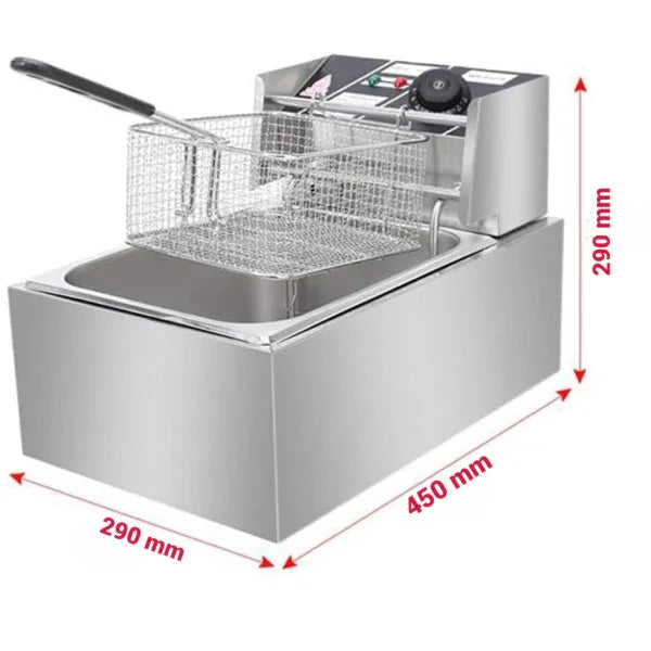 Friteuza Electrica Profesionala 6L, Inox, 2500W – Termostat Reglabil, Capac Antistropire, Usor de Curatat Imagine secundară a produsului