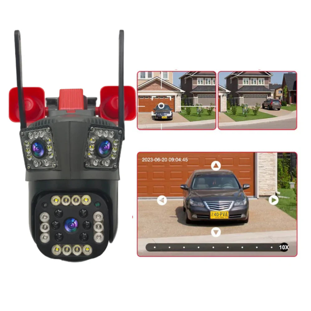 Cameră Inteligentă Tripla 4K – Supraveghere WIFI/4G cu Alarmă și Urmărire Mișcare PromotiiZilnice