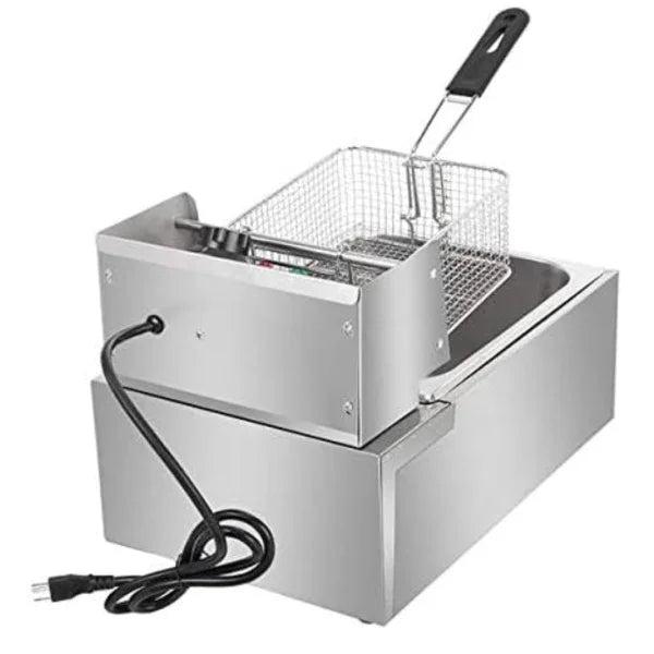 Friteuza Electrica Profesionala 6L, Inox, 2500W – Termostat Reglabil, Capac Antistropire, Usor de Curatat PromotiiZilnice