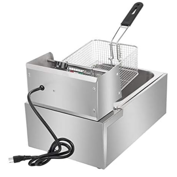 Friteuza Electrica Profesionala 6L, Inox, 2500W – Termostat Reglabil, Capac Antistropire, Usor de Curatat - PromotiiZilnice