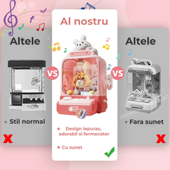 Mini Tonomat Arcade, Masina de prins Jucarii Roz, cu Muzica și Accesorii - PromotiiZilnice
