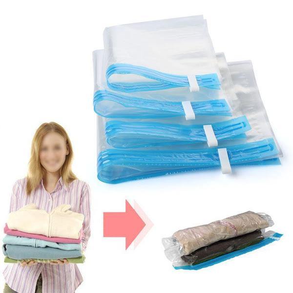Saci de vidat haine, set de 4 bucati, pentru depozitare sigura 70 x 100 - PromotiiZilnice