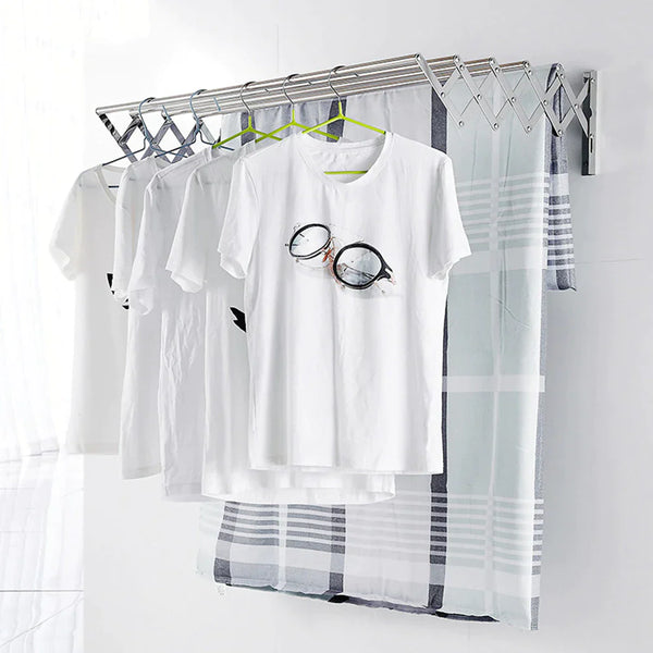 Uscator rufe din aluminiu, retractabil, cu prindere in perete 70cm - PromotiiZilnice