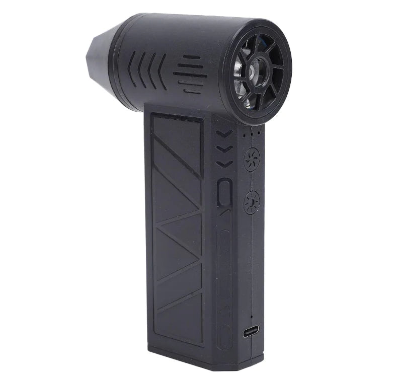 Suflanta aer portabila, indicator baterie, turbo fan, 130000 RPM, 4 trepte de putere, baterie 5000 mAh, negru cu 2 acumulatori - PromotiiZilnice