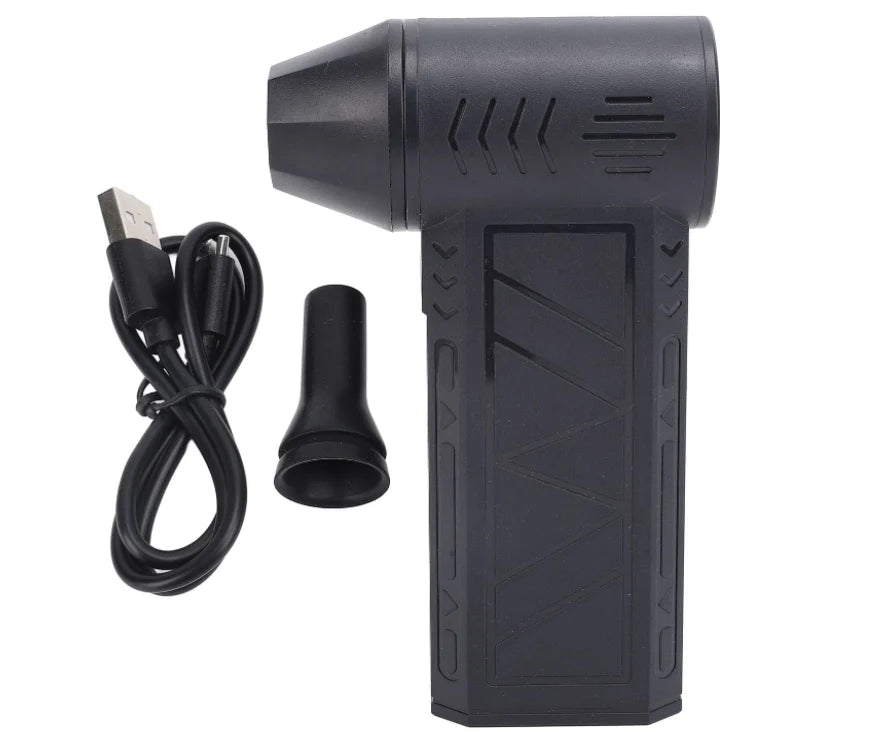 Suflanta aer portabila, indicator baterie, turbo fan, 130000 RPM, 4 trepte de putere, baterie 5000 mAh, negru cu 2 acumulatori - PromotiiZilnice