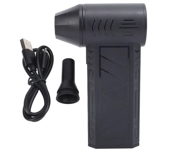 Suflanta aer portabila, indicator baterie, turbo fan, 130000 RPM, 4 trepte de putere, baterie 5000 mAh, negru cu 2 acumulatori PromotiiZilnice
